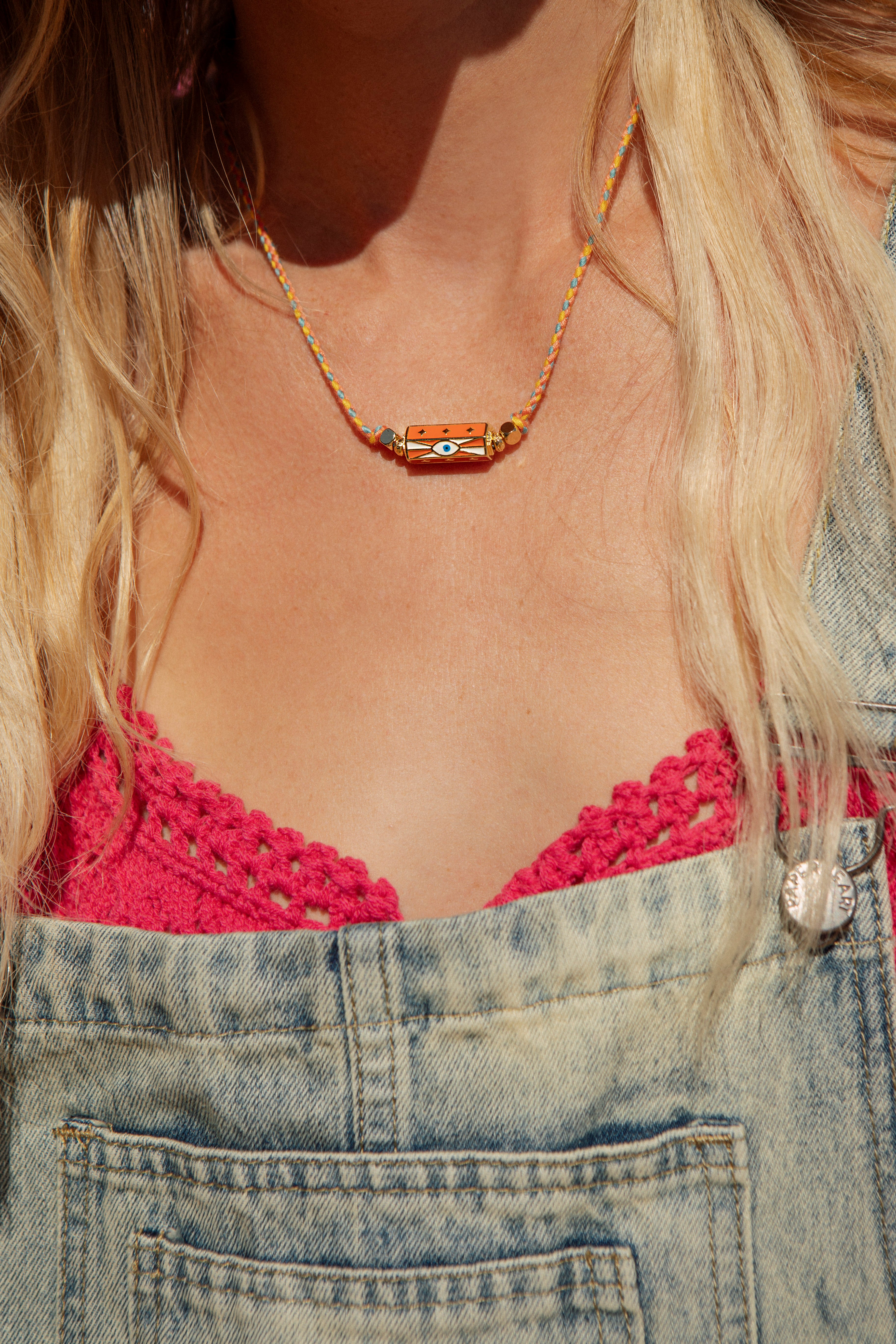 Cord Necklace - Orange Eye