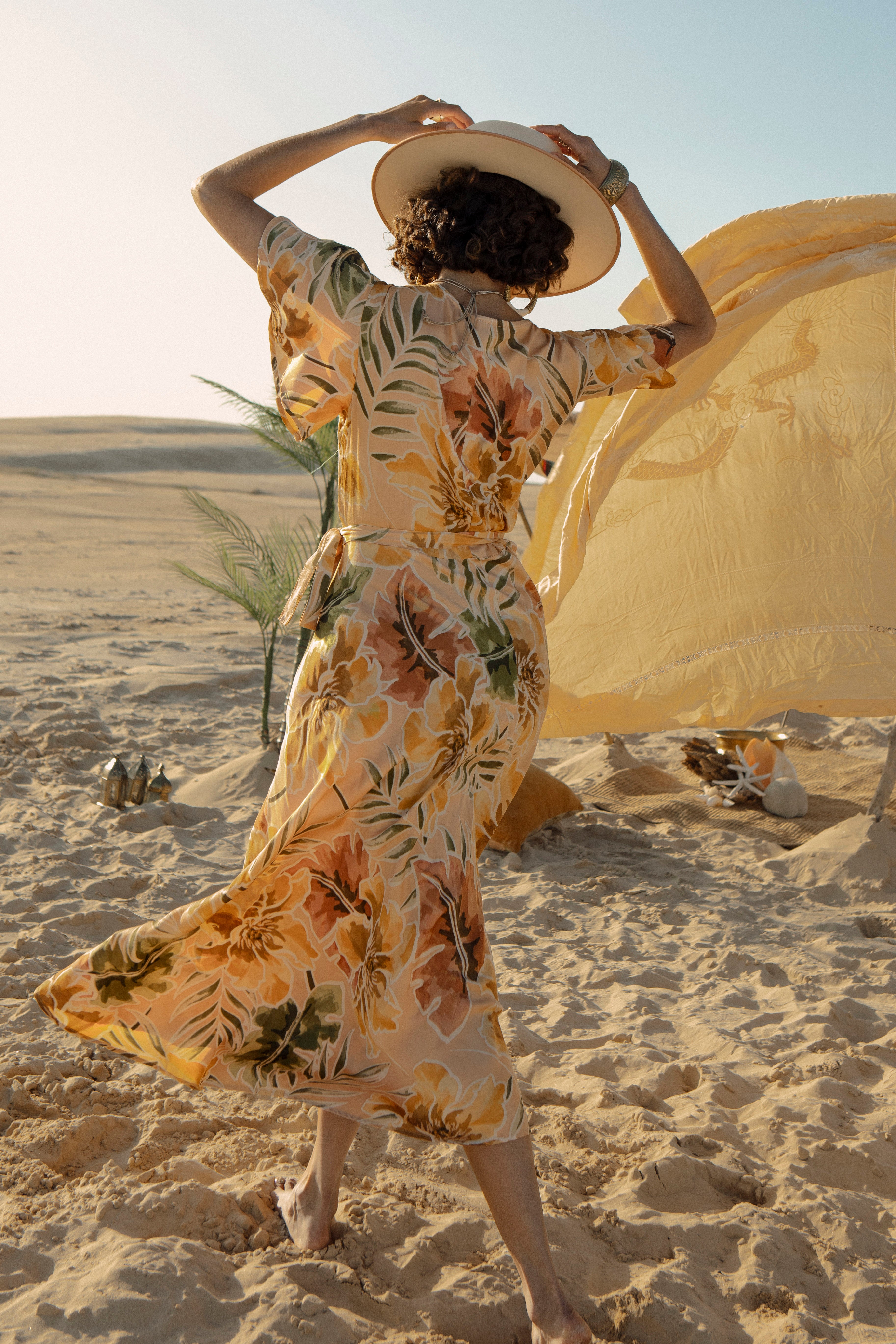 Tropics Wrap Dress - Desert Palm