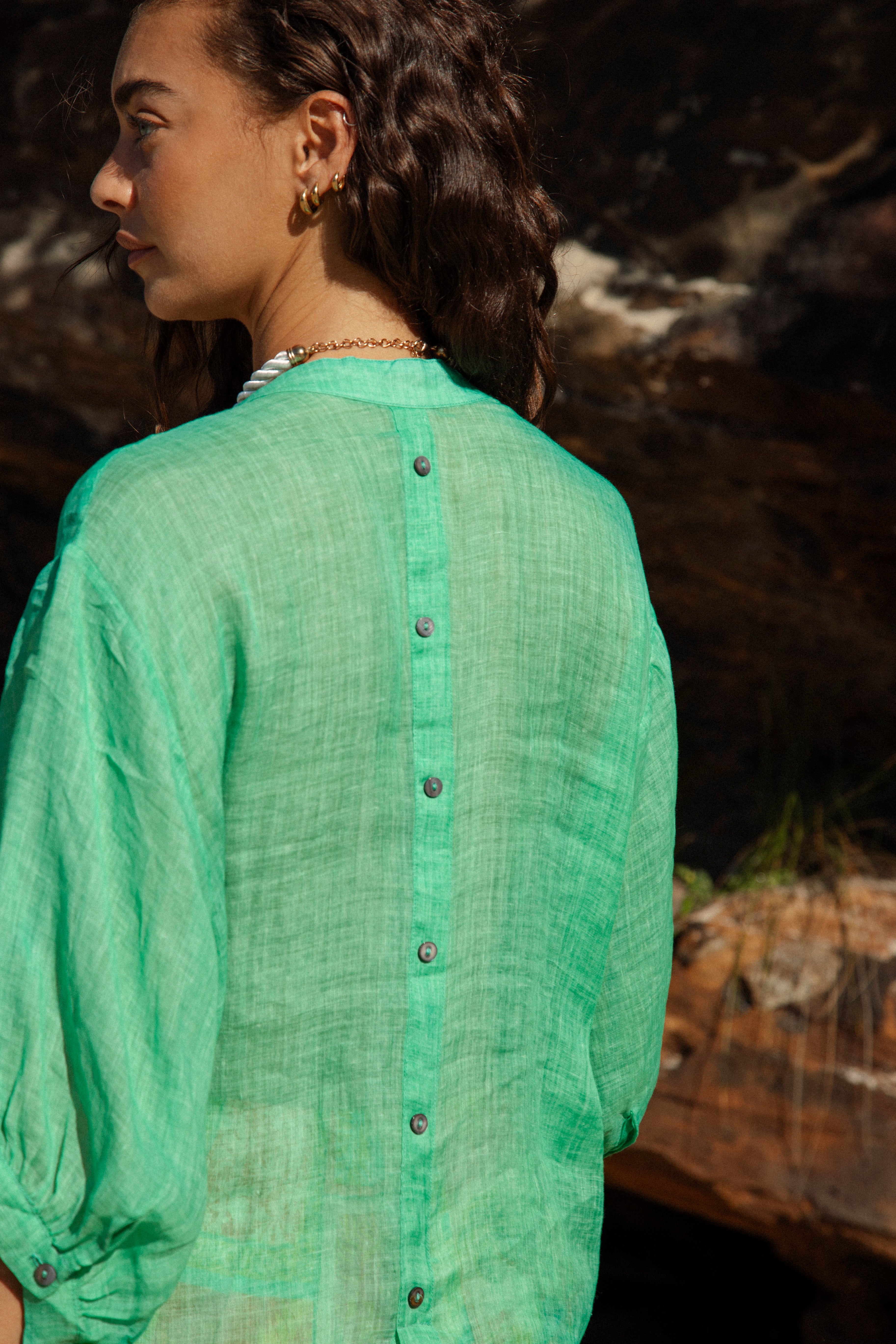 Under The Palm Shirt - Seafoam