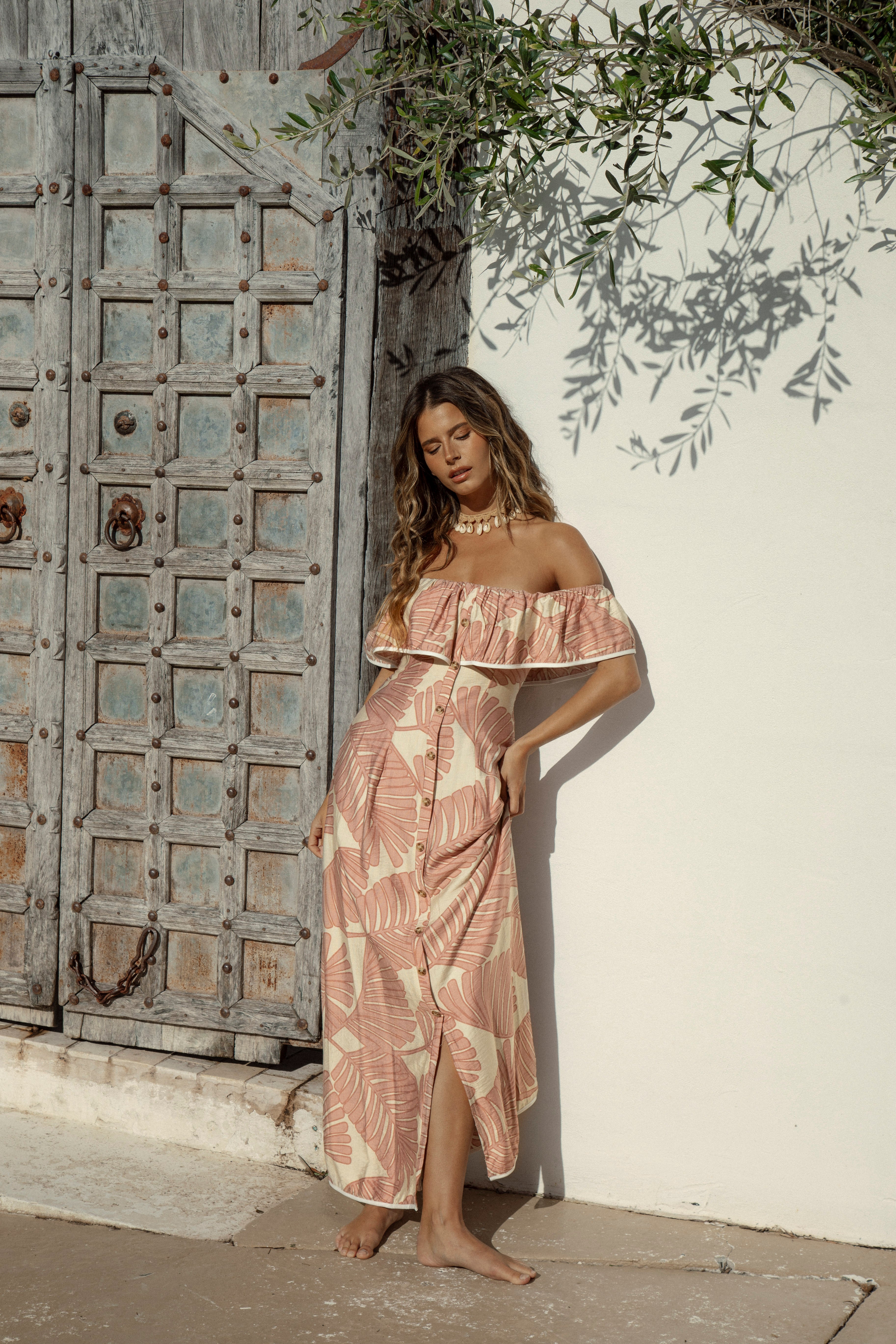 Blush Palm Maxi Dress