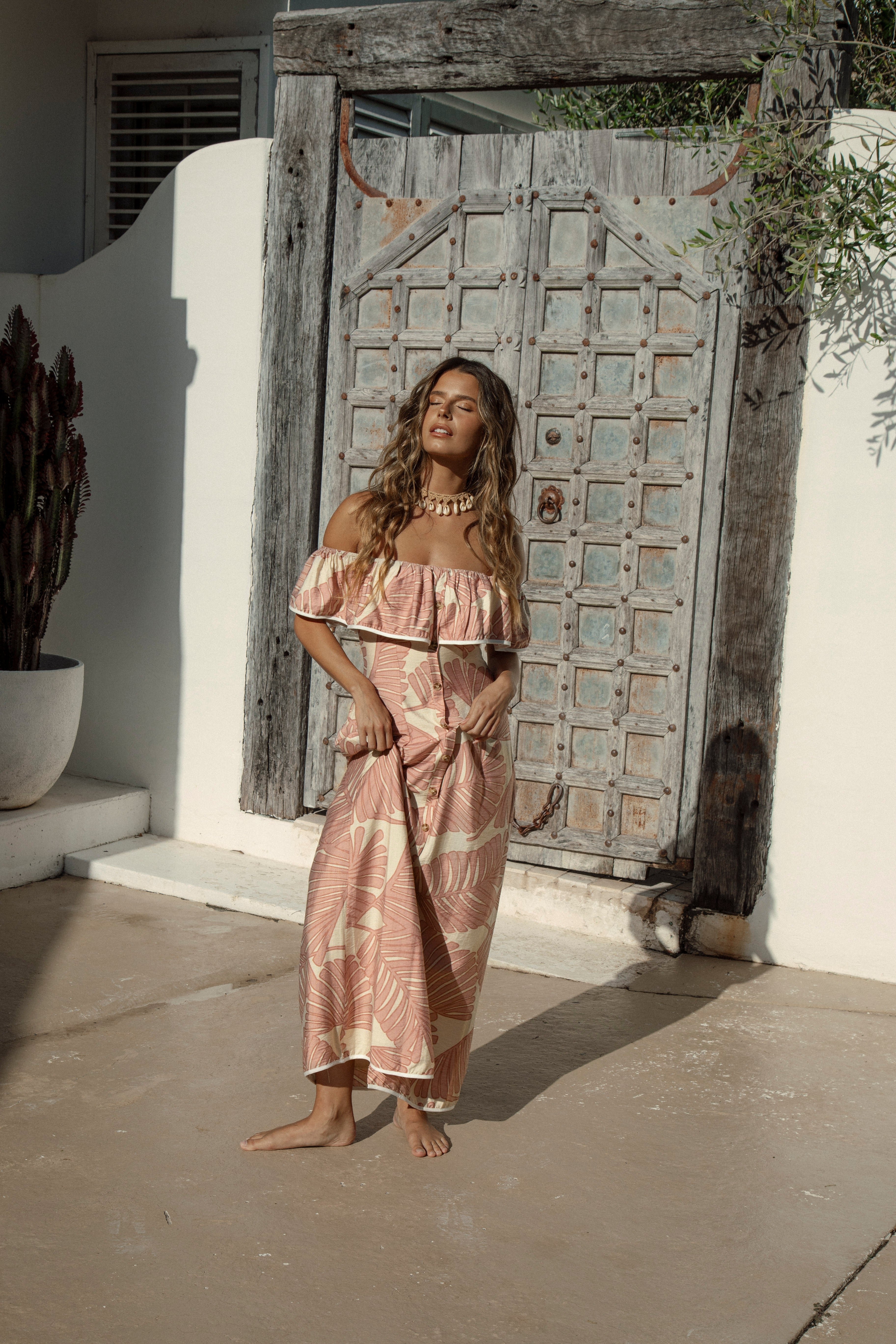 Blush Palm Maxi Dress