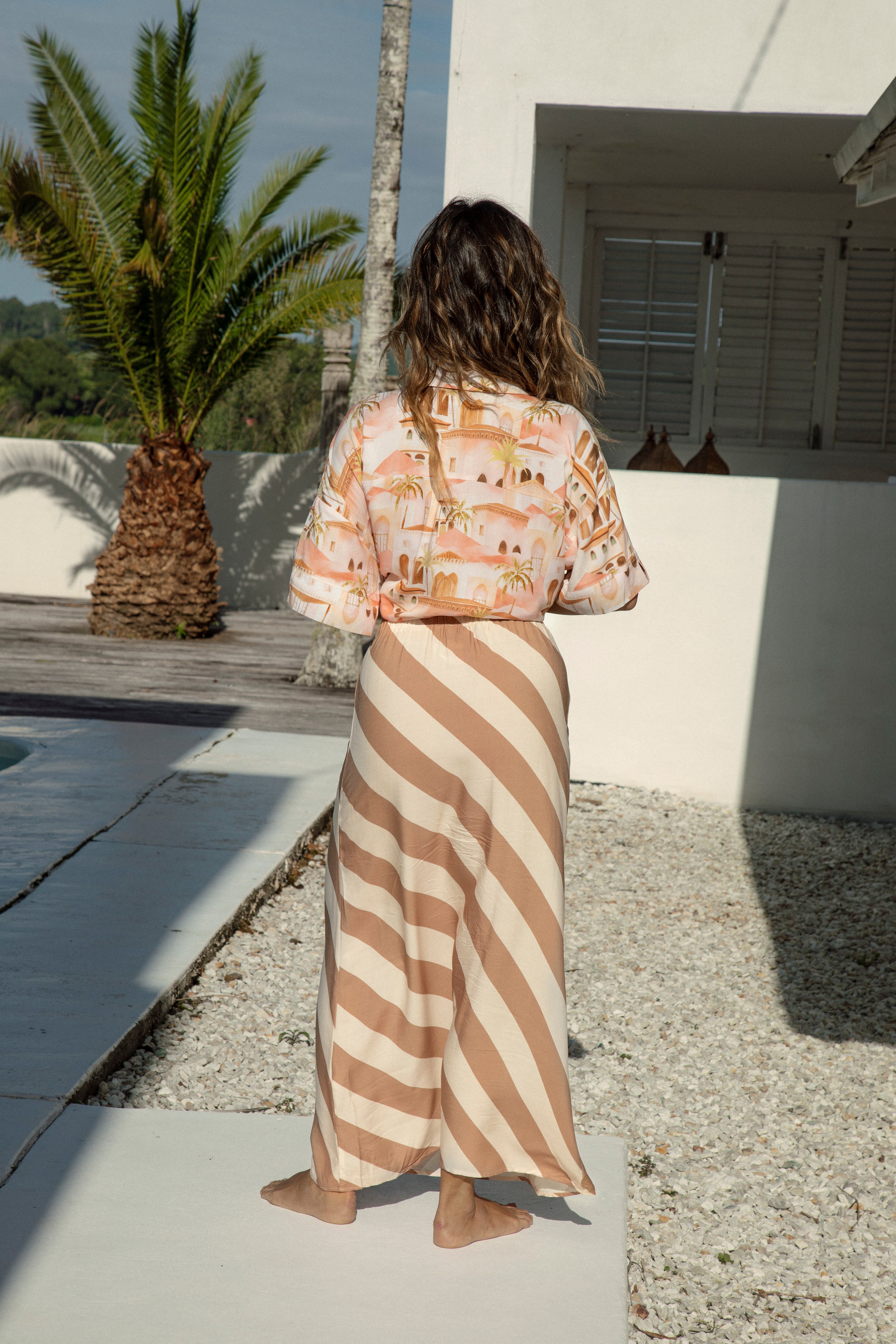 Candy Stripe Skirt - Beige