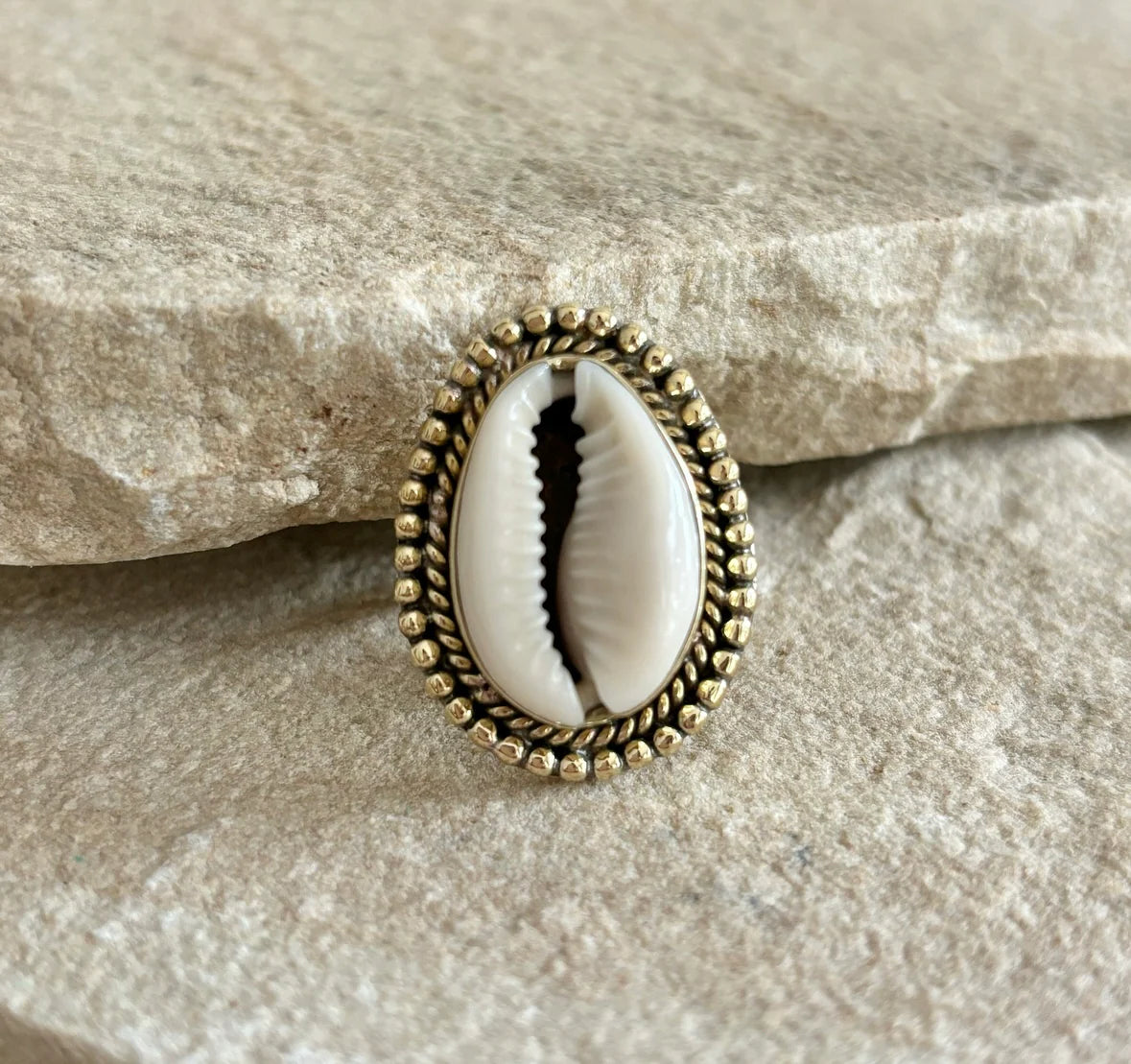 Chaia Brass Cowrie Ring