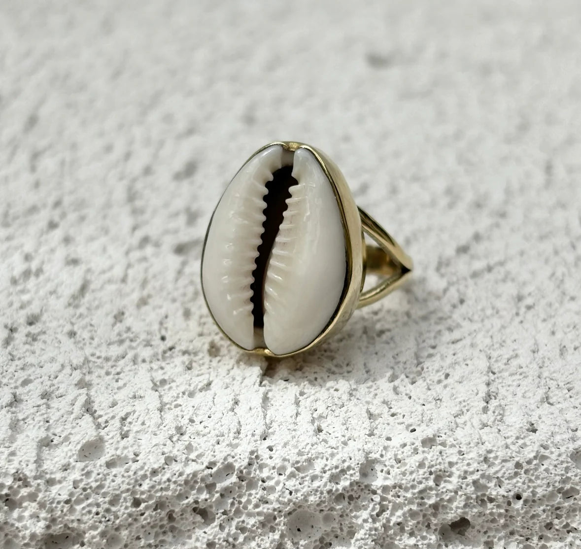 Seascape Brass Cowrie Ring