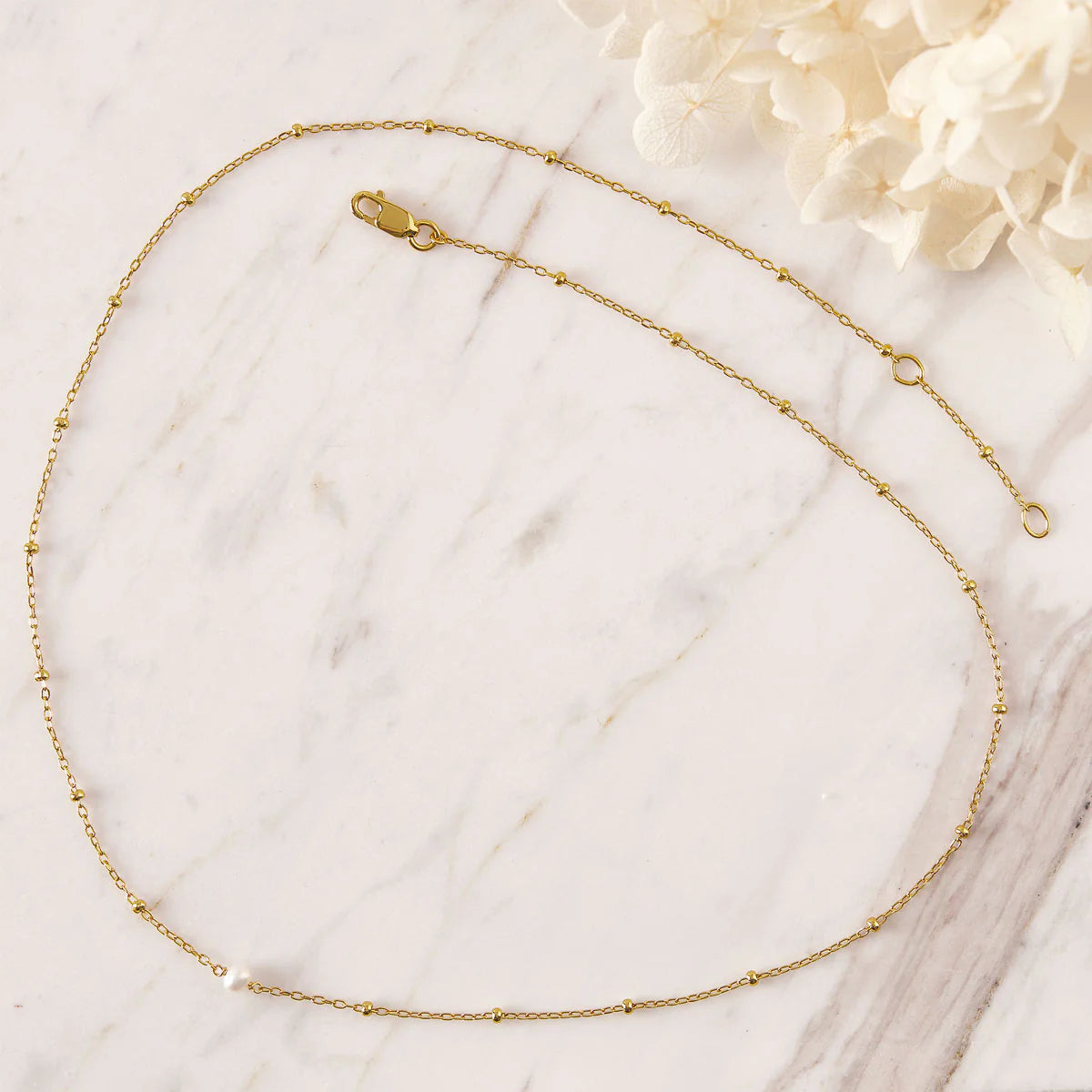 N017G - Disco Pearl Necklace Gold