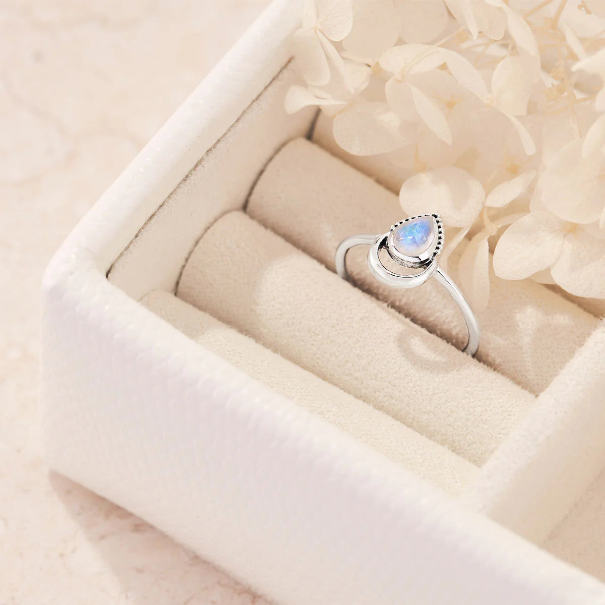 R274RM -Crescent Dawn Moonstone Ring