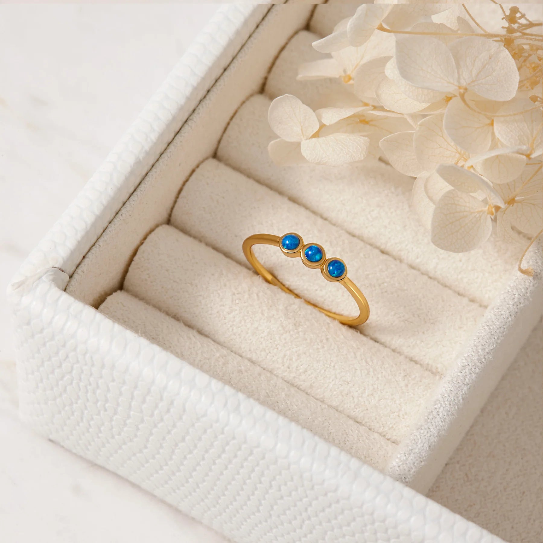 R286BPG - Trinity Blue Opal Gold Ring