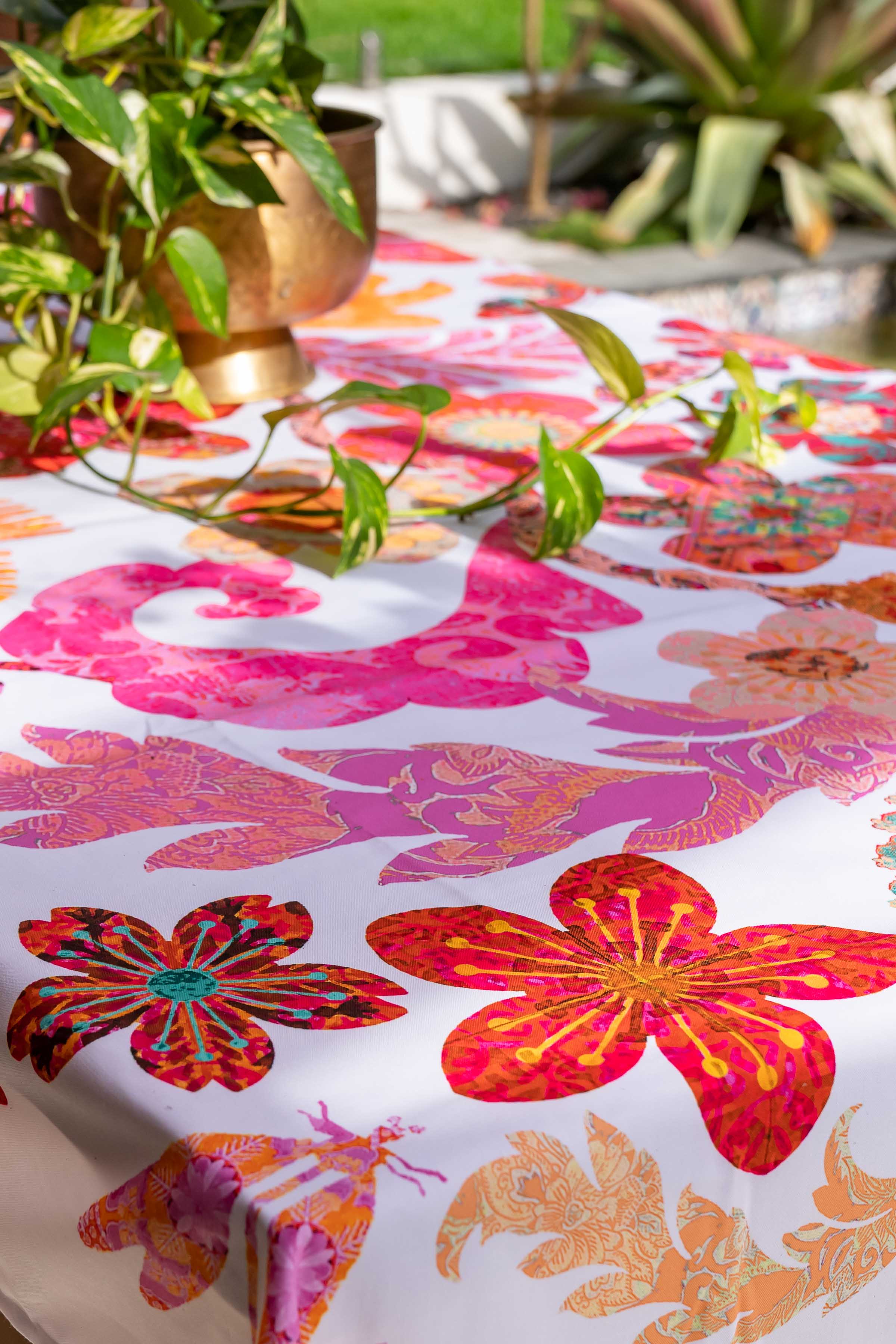 Canvas Tablecloth - Florabel White