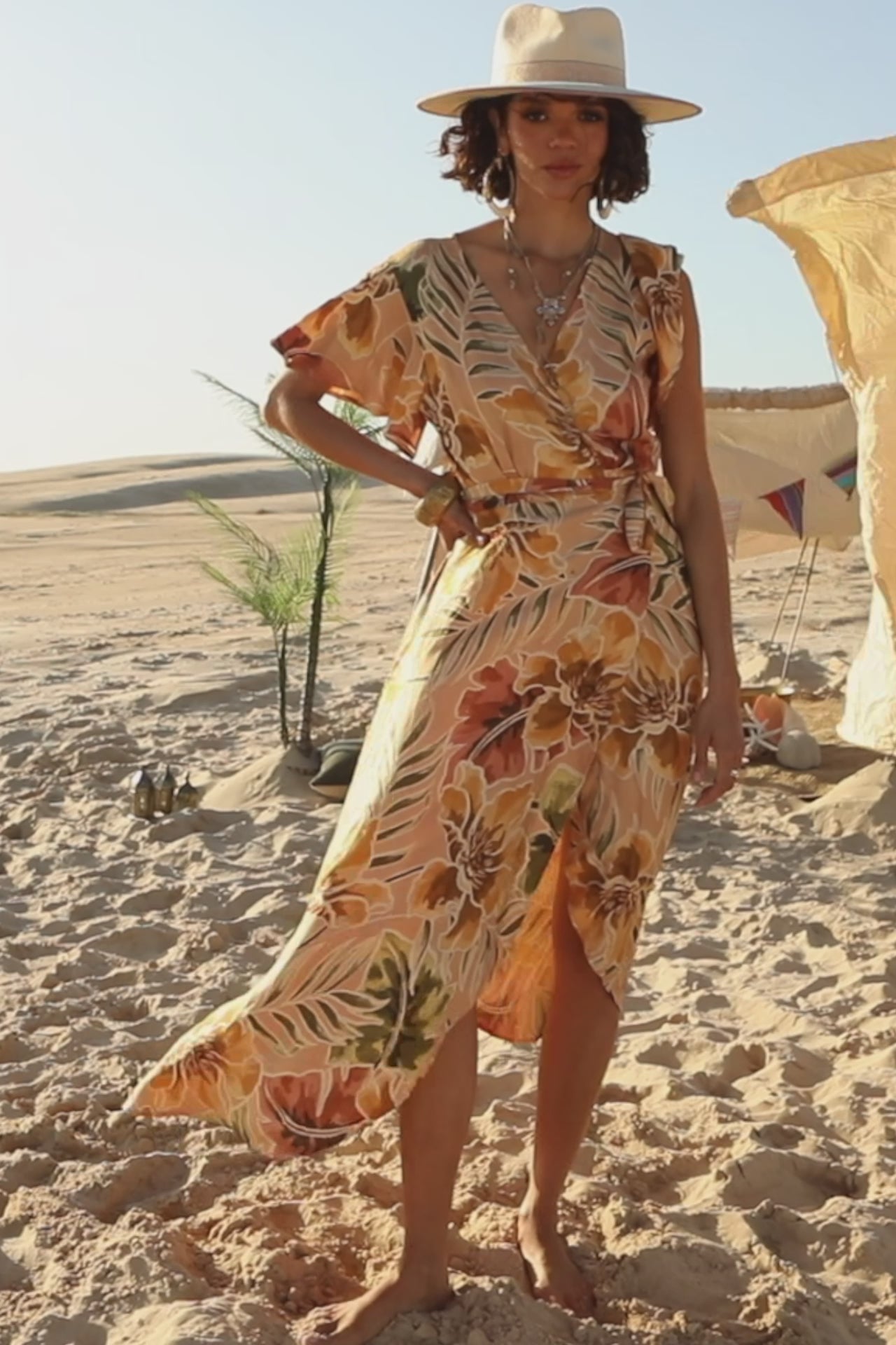 Tropics Wrap Dress - Desert Palm